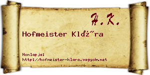 Hofmeister Klára névjegykártya