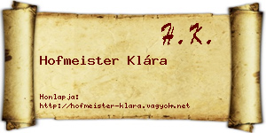 Hofmeister Klára névjegykártya